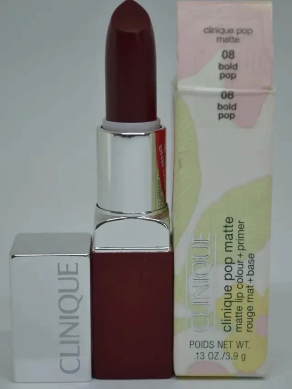 Clinique Pop Longwear Lipstick Matte 08 Bold Pop Full Size 0.13 oz NEW in box